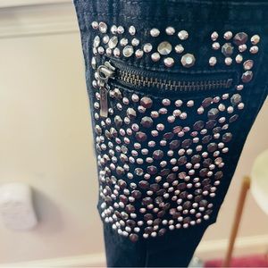 DG2 by Diane Gilman Silver accent pockets Beading Stretch Elastic Waist black PM